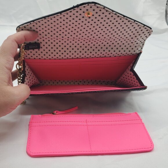 Studded Black Wallet With Removable Chain and Pink Interior - Picture 4 of 7